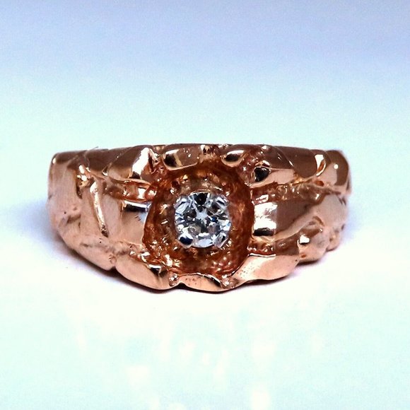 .20ct. mens natural round diamond solitaire ring 14kt gold H/Vs